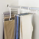Kit Com 2 Cabides Multiuso 5 em 1 Aço Inox Guarda Roupa Organizador Cabideiro de Calças Camisetas