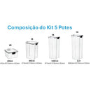 Kit com 5 Potes Herméticos com Trava e Alta Vedação
