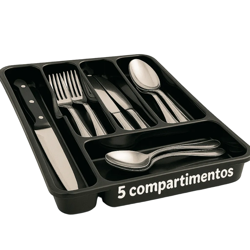 Porta Talheres Organizador De Gaveta De Cozinha Resistente Com 5 Divisórias Suporte Para Talher Durável Versátil Bonito